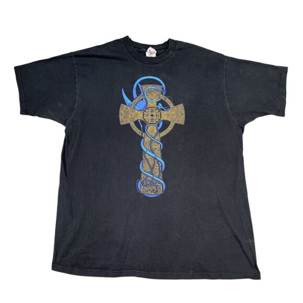 Vintage Celtic Cross Dragon T-Shirt Mens XXL Renaissance Faire